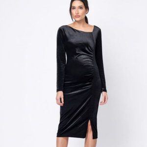Seraphine stretch velvet maternity midi dress